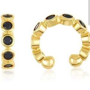 Melinda Maria Baroness Single Ear Cuff Black Diamondettes